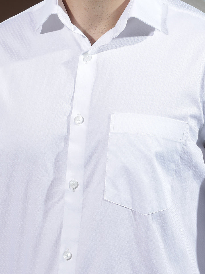 White Jacquard 100% Cotton Shirt