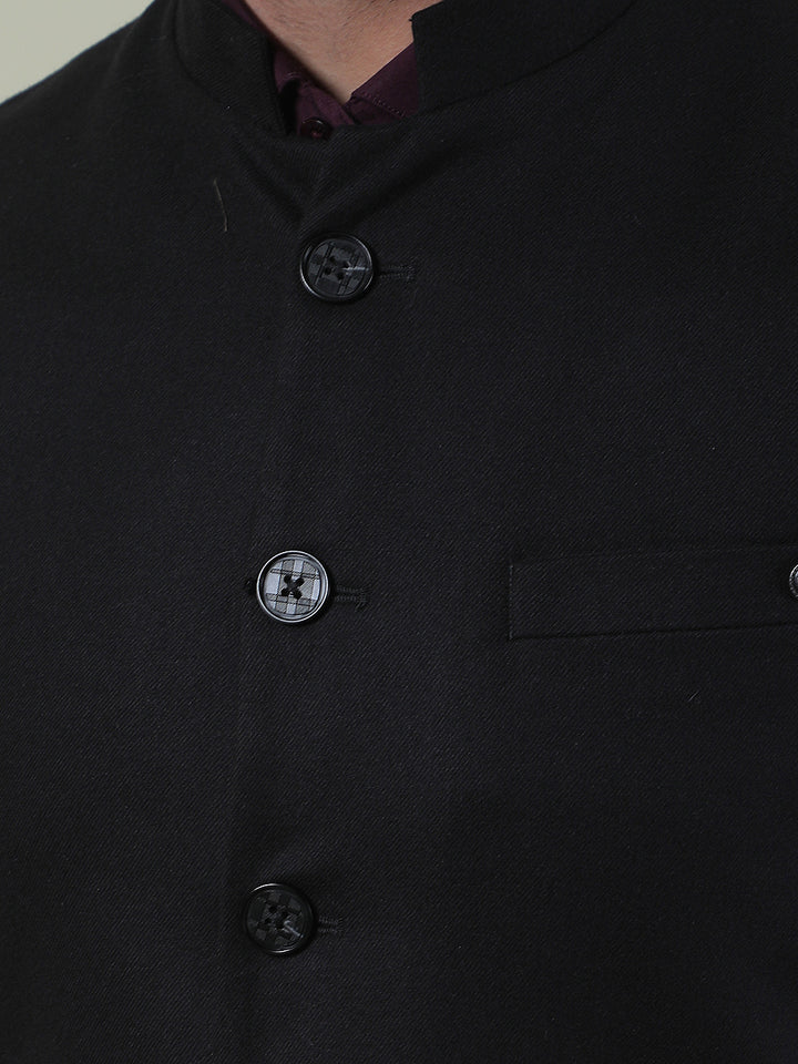 Jet Black Sleeveless Waistcoat
