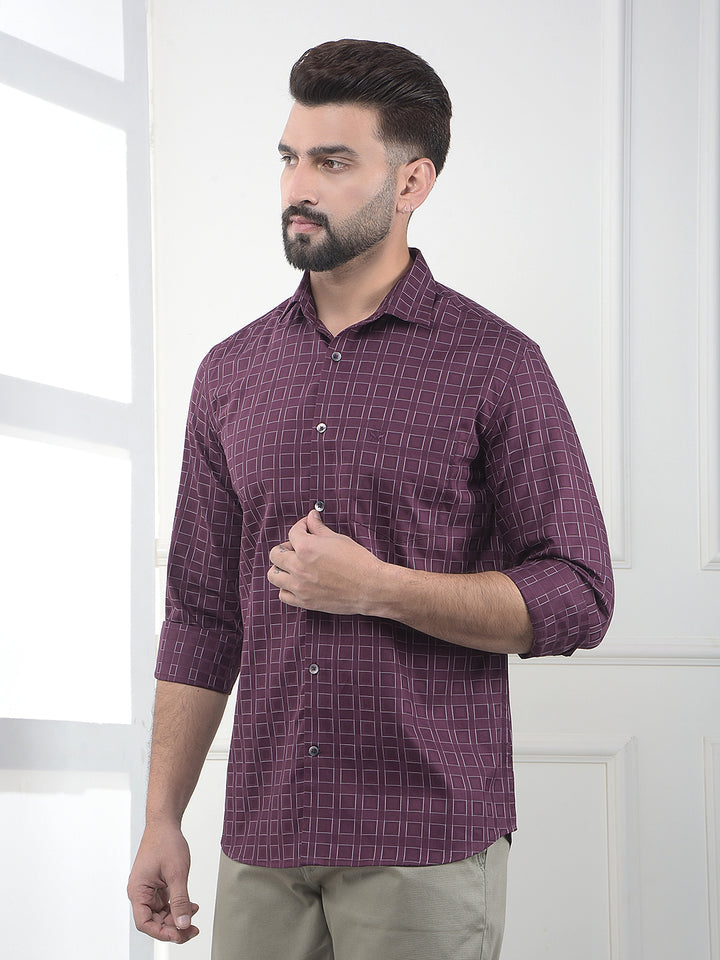 Maroon Printed 100% Cotton Shirt