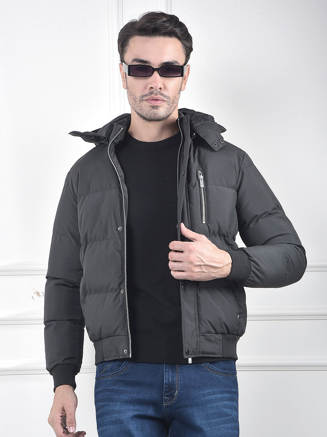 Black Hooded Padded Jacket