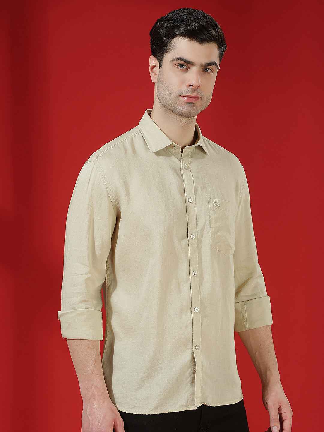 Green Minimal Linen Shirt