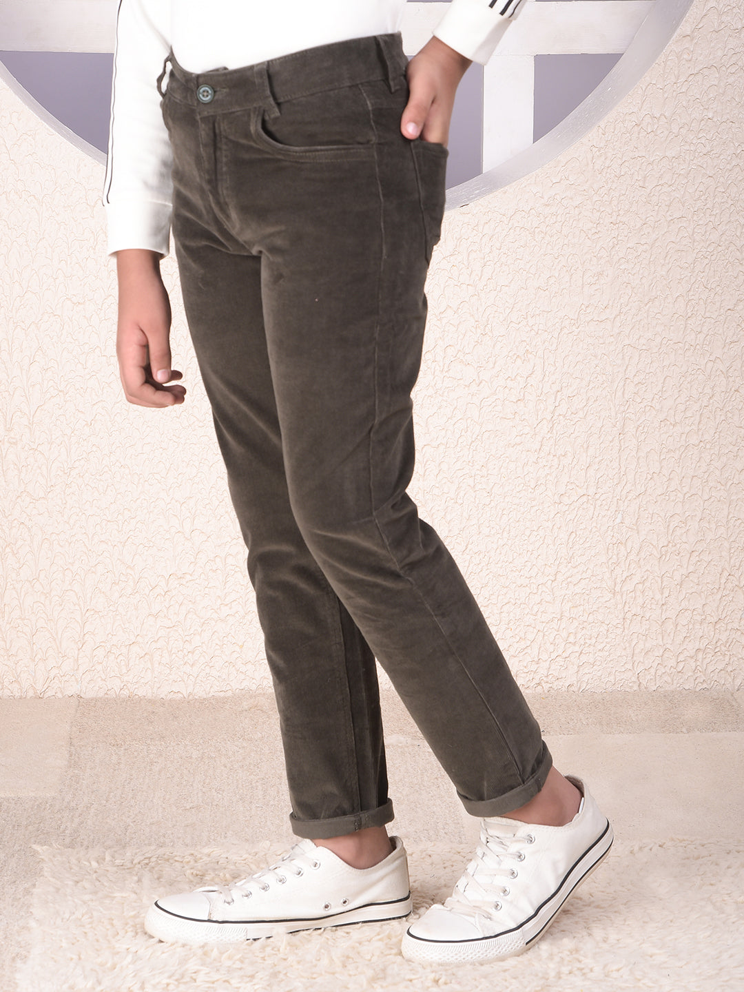 Chic Green Corduroy Trousers