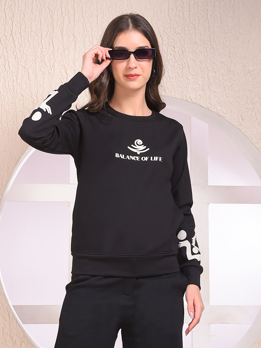 Black Typographic Print Sweatshirt