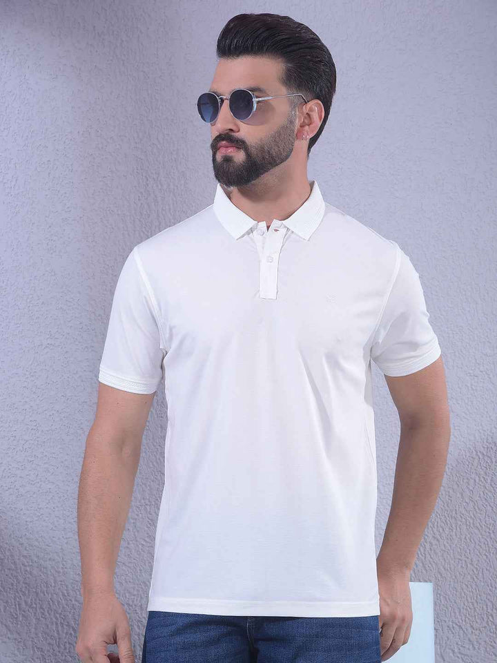 White Polo Neck T-Shirt