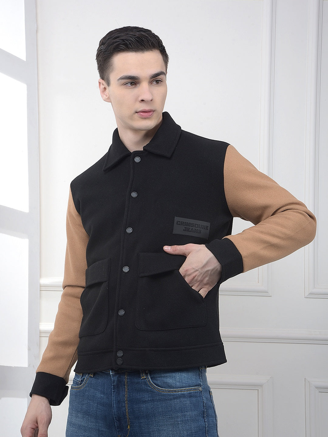 Black Color-Block Shacket