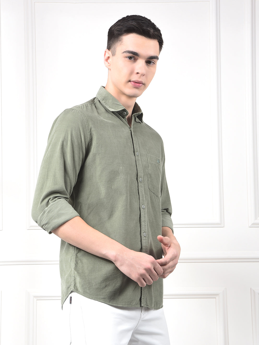 Green 100% Cotton Corduroy Shirt