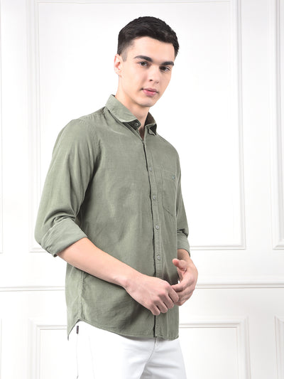 Green 100% Cotton Corduroy Shirt