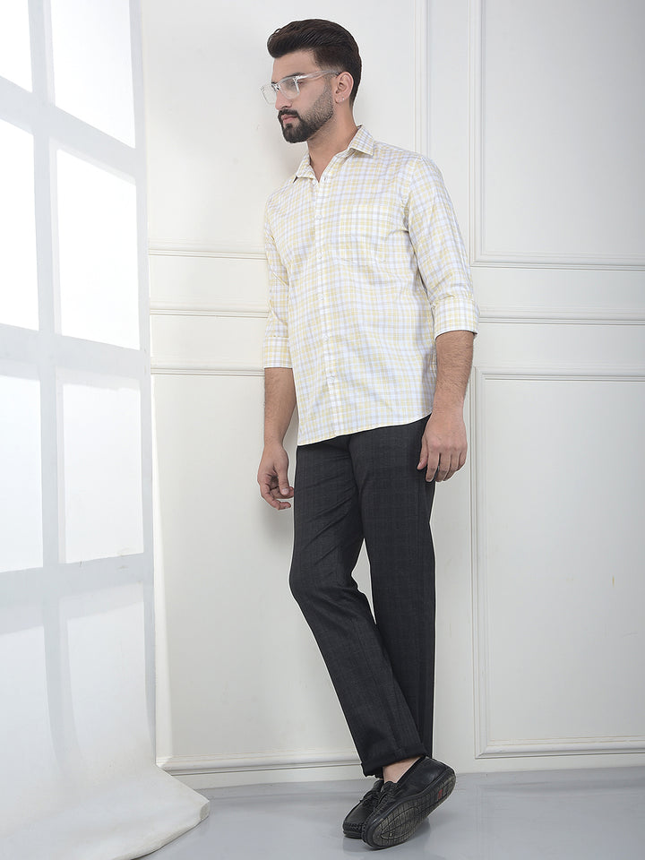 Yellow Checked 100% Cotton Shirt