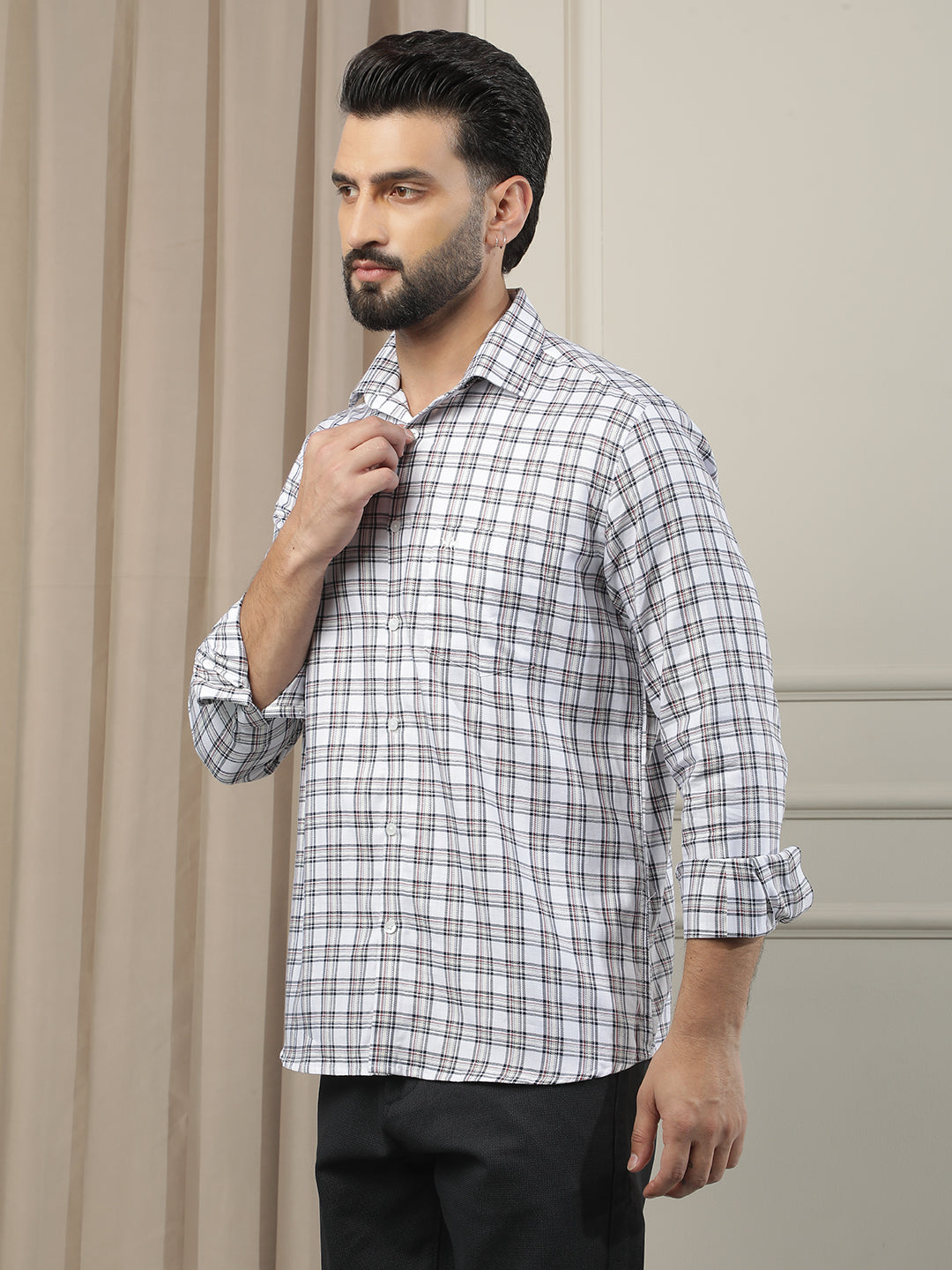 White Checked 100% Cotton Shirt