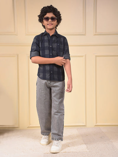 Blue Checked Corduory Shirt