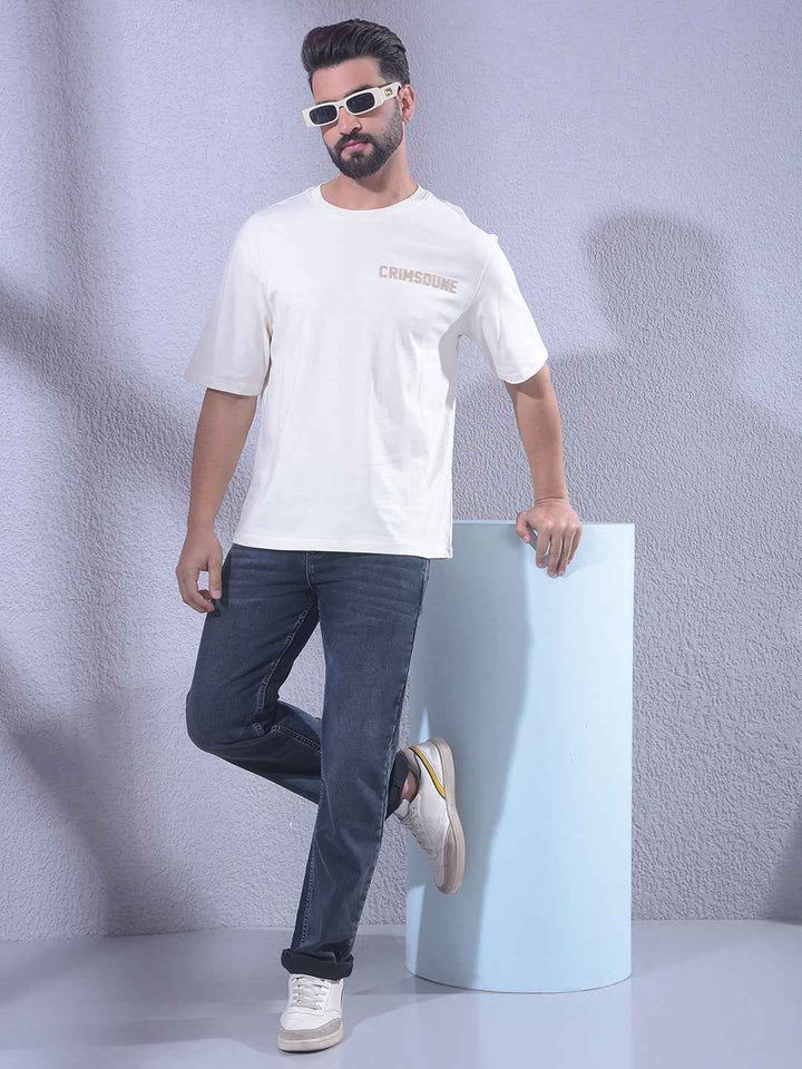 White 100% Cotton Oversize Brand Logo T-Shirt