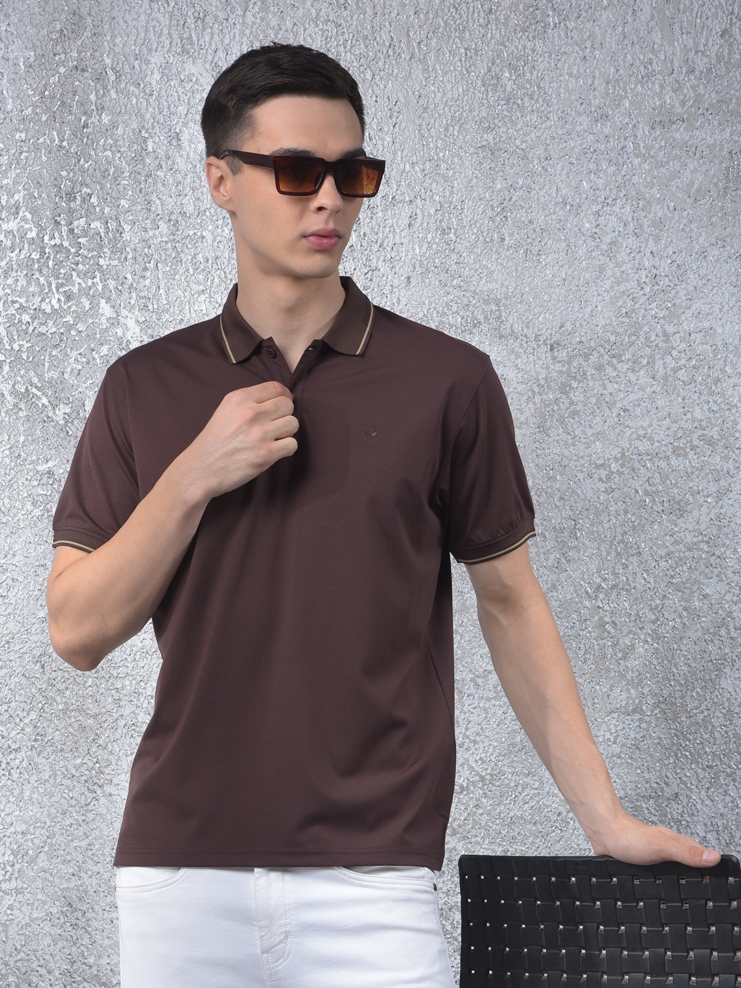 Brown Polo-Neck T-Shirt