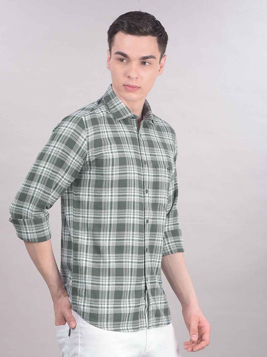 Green Checked 100% Cotton Shirt