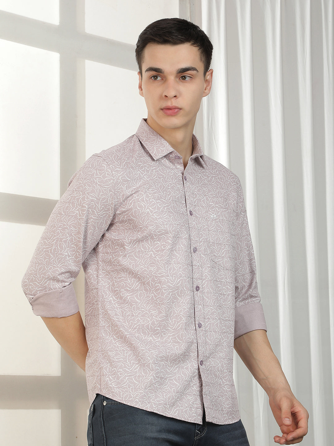 Purple Printed 100% cotton Shirt