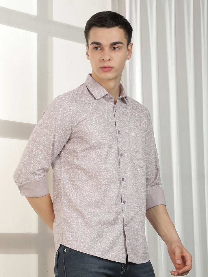 Purple Printed 100% cotton Shirt