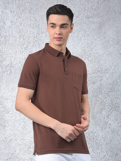 Brown Polo Neck T-Shirt