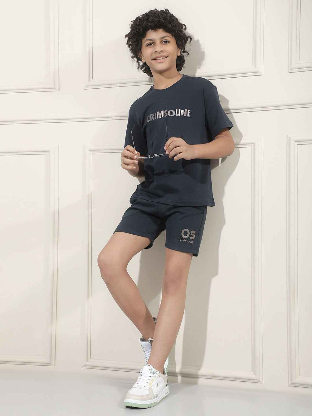 Navy Blue Typographic Print 100% Cotton T-Shirt