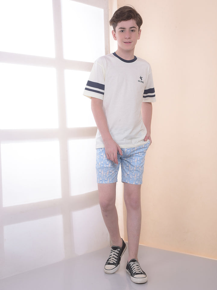 Sky Blue 100% Cotton Printed Boxers