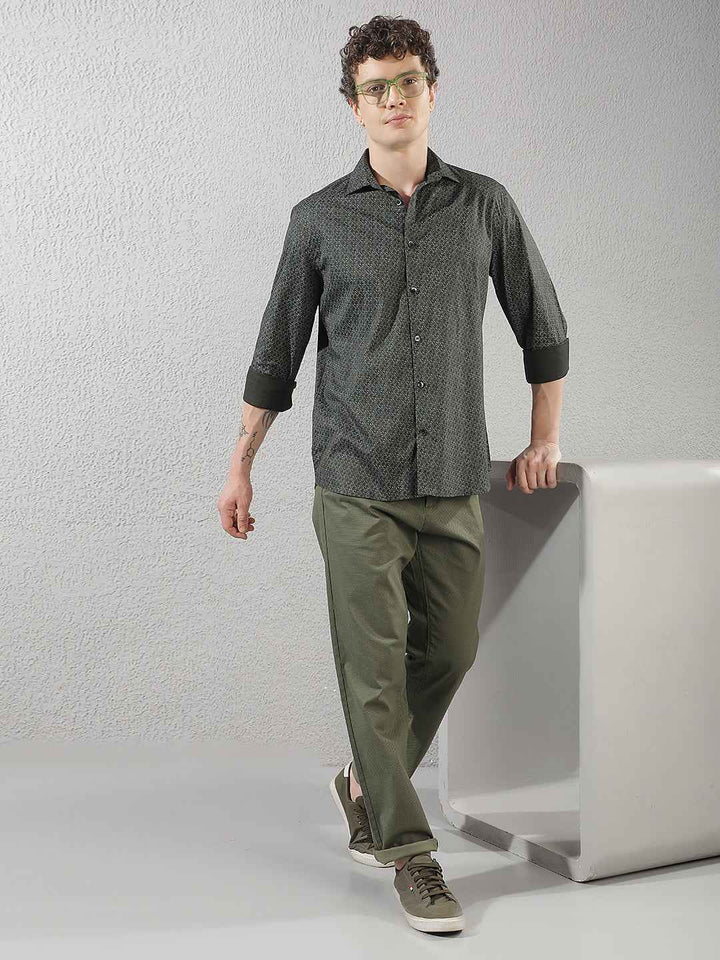 Green Abstract Print Shirt