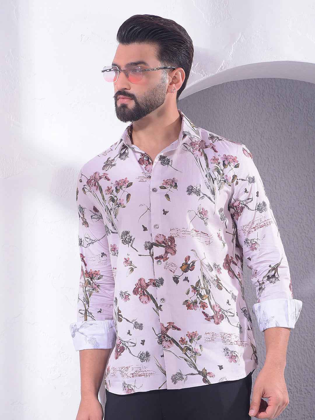 Brown Floral Print Shirt