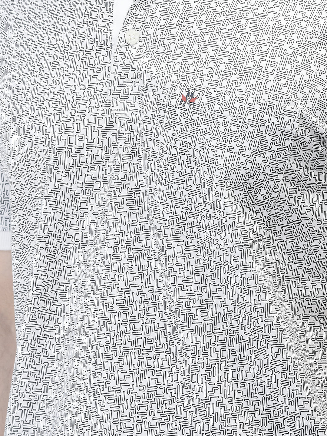 White Printed Polo Neck T-Shirt