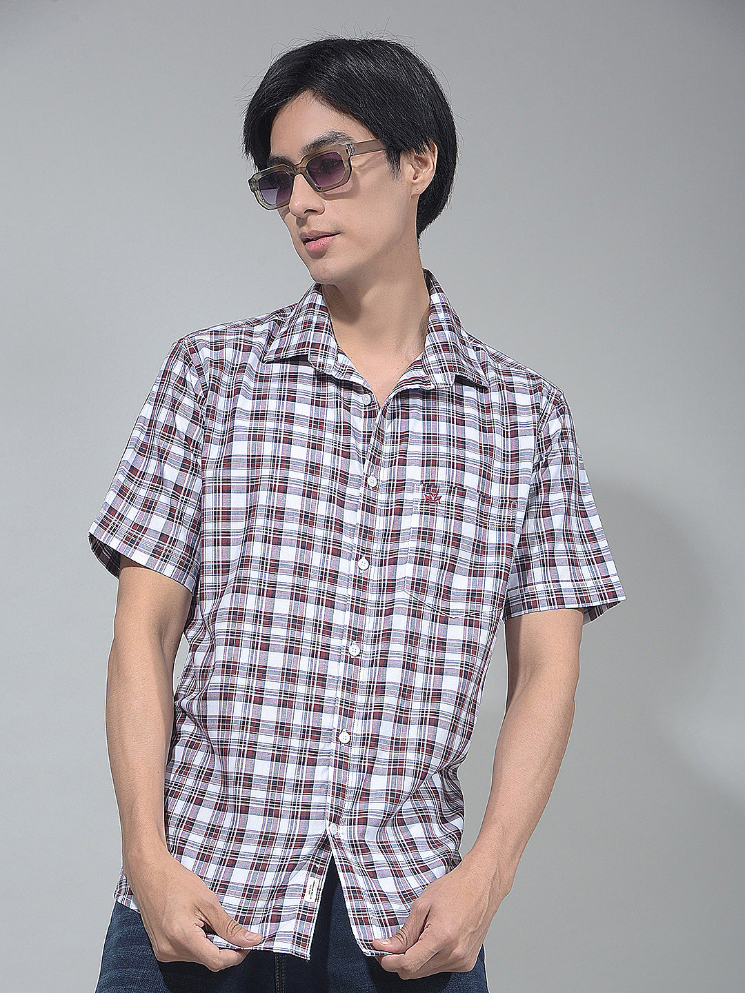 Maroon Smart Checked Casual Shirt