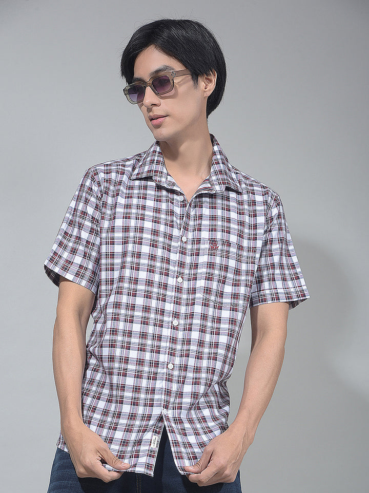 Maroon Smart Checked Casual Shirt
