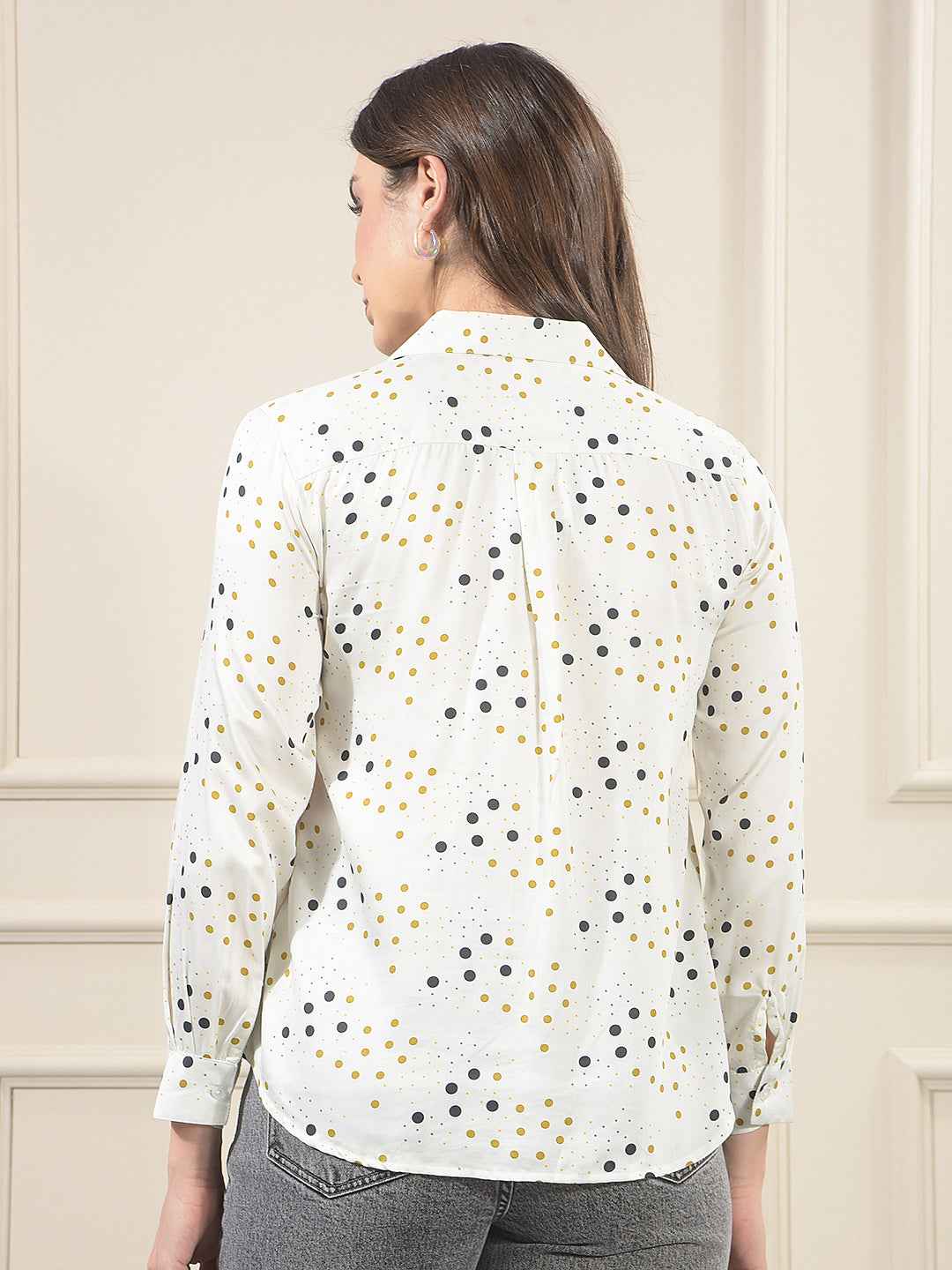White Polka Dots Modal Shirt