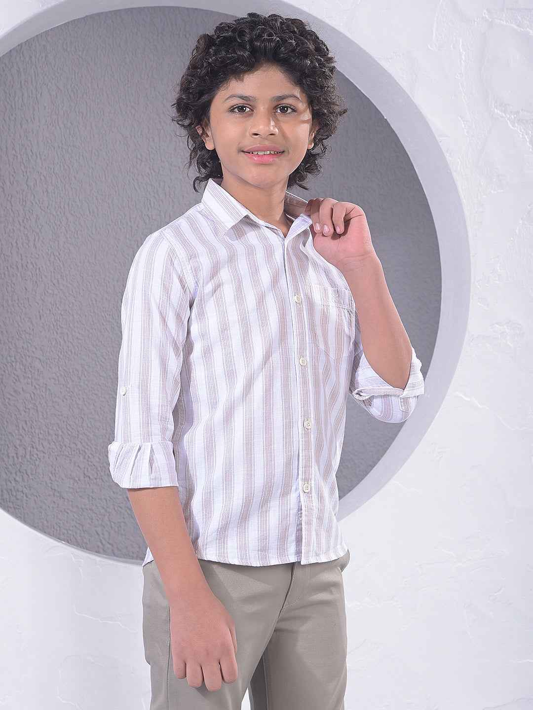 Purple Vertical Stripes 100% Cotton Shirt