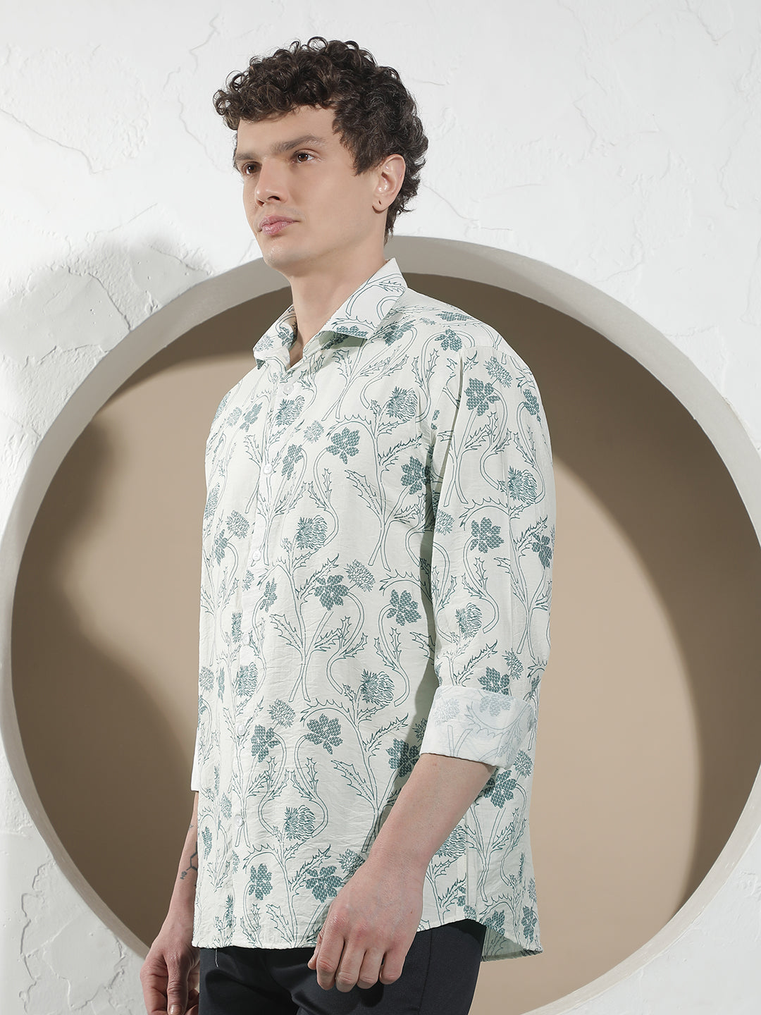 Blue Floral Print Shirt