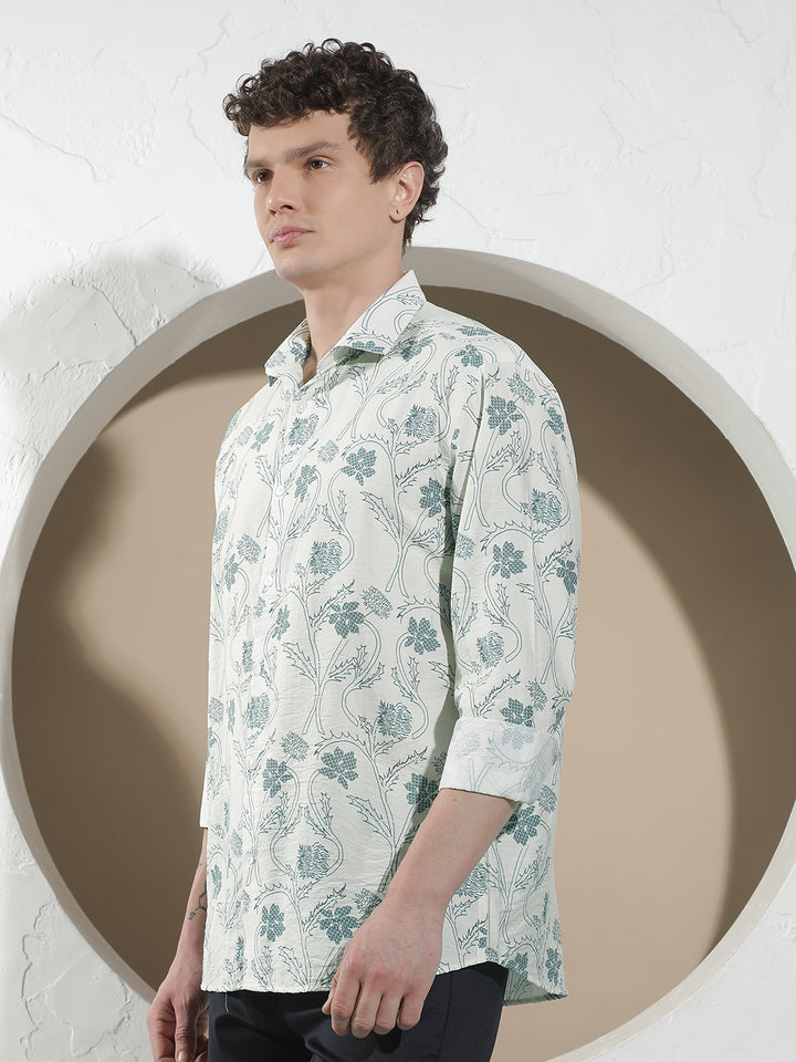 Blue Floral Print Shirt