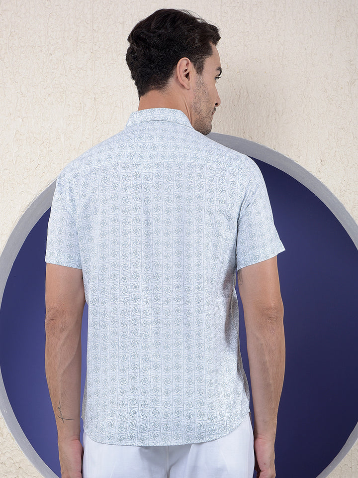 Blue Light Pattern 100% Cotton Shirt