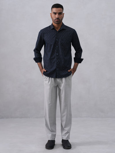 Navy Blue Printed Shirt