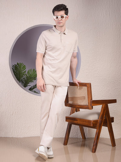 Beige Polo-Neck T-Shirt