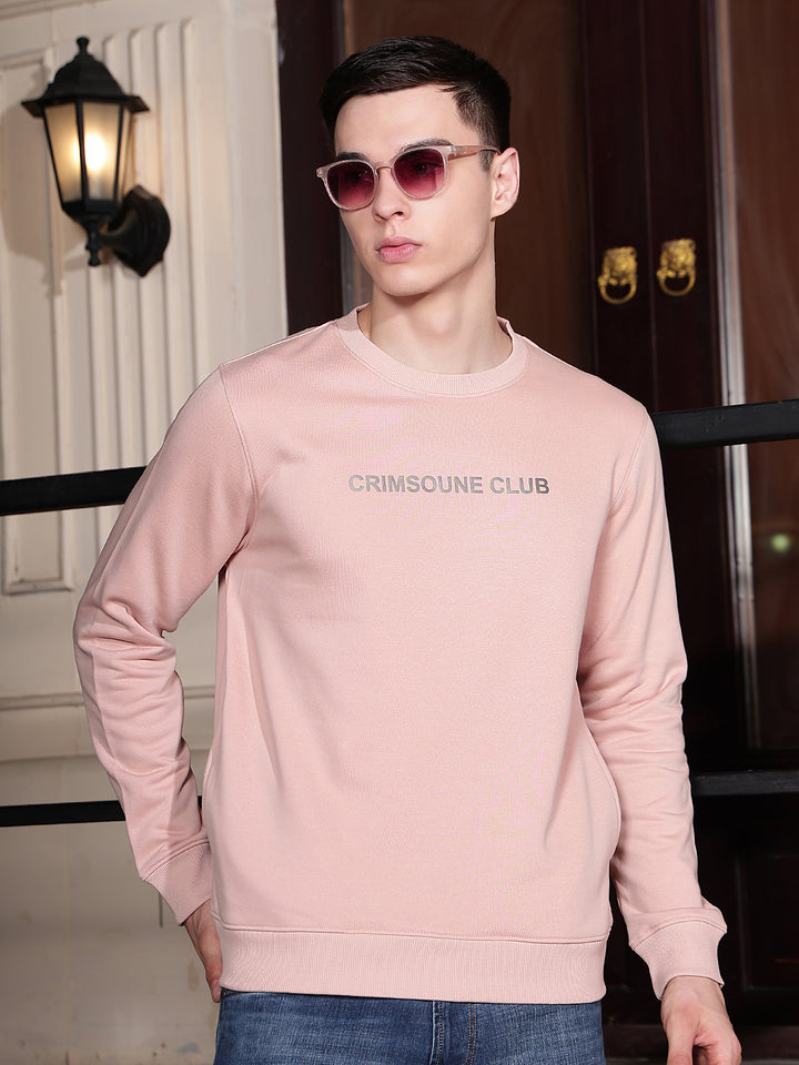 Pink Typographic Print Round Neck Sweatshirt