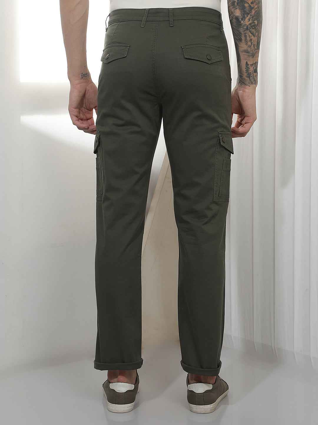 Comfortable Olive Casual Cargo Trousers