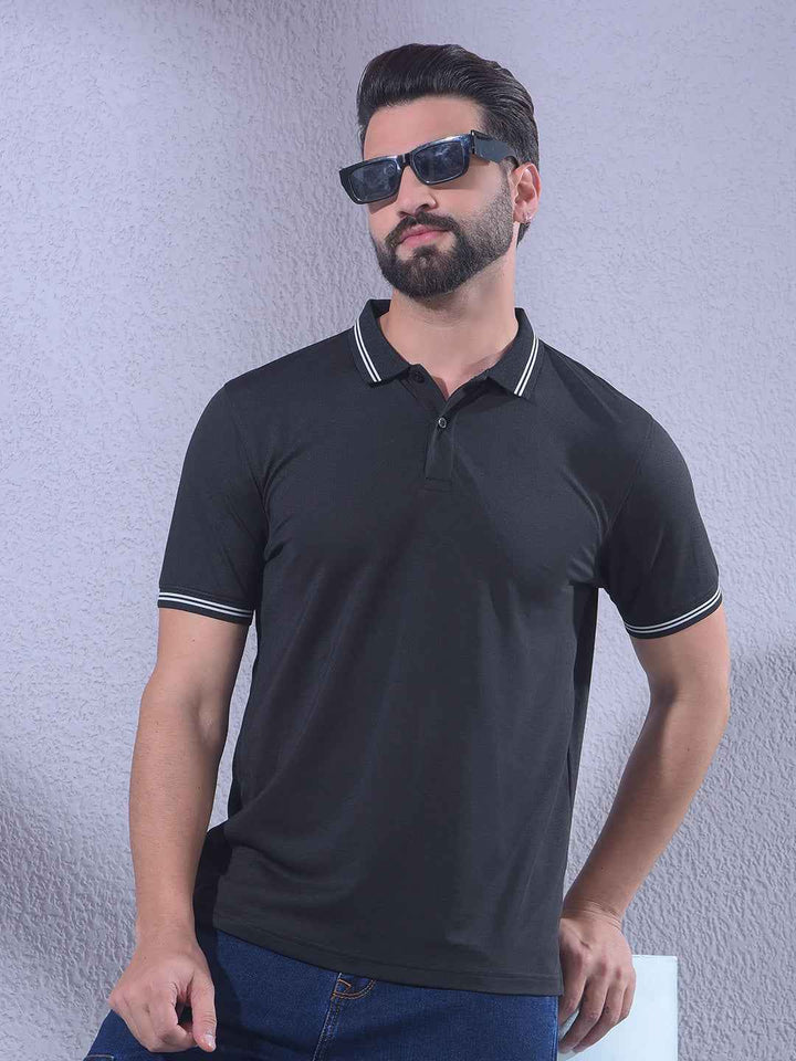 Black Polo Neck T-Shirt