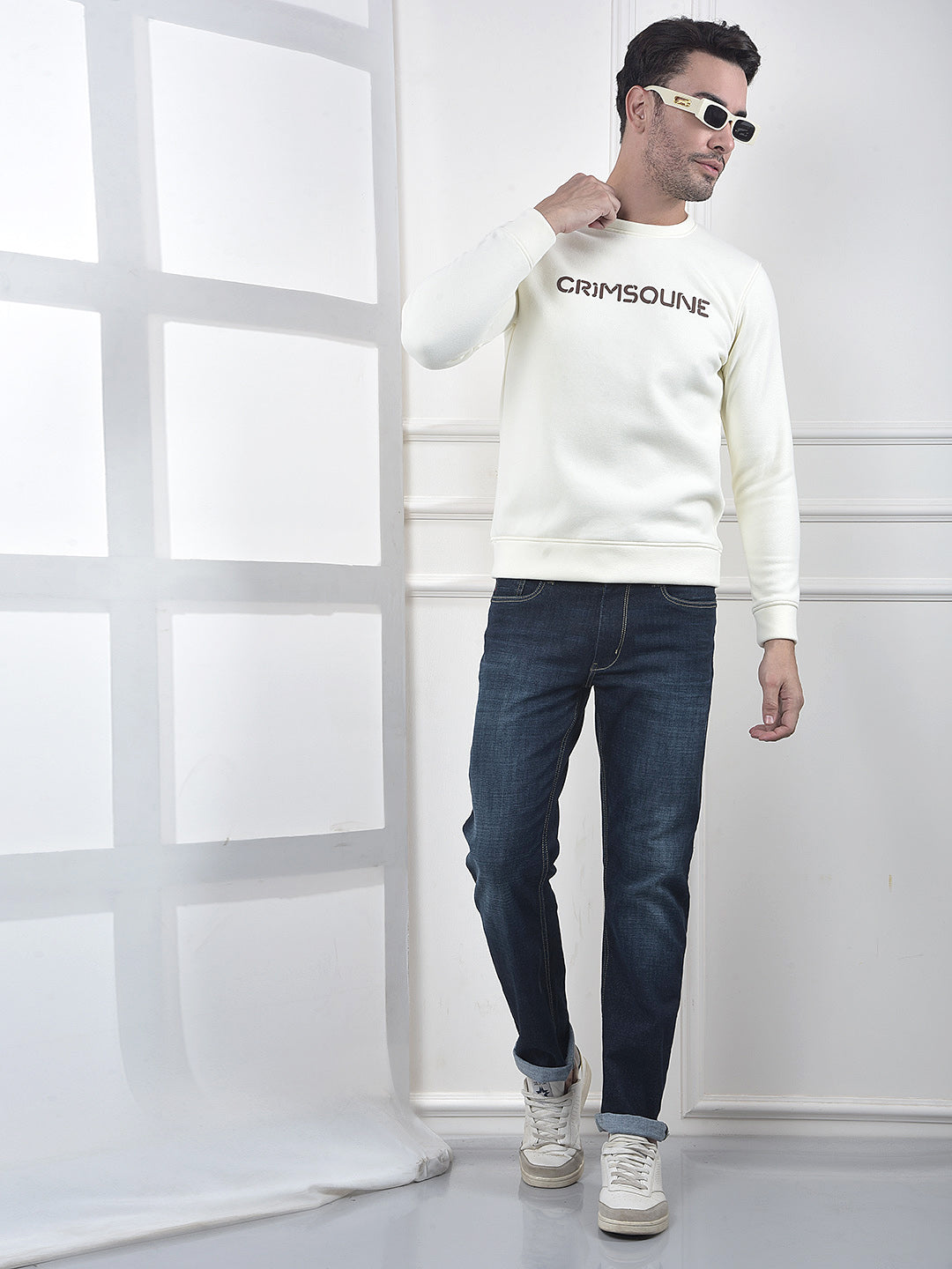 Beige Typographic Print Sweatshirt