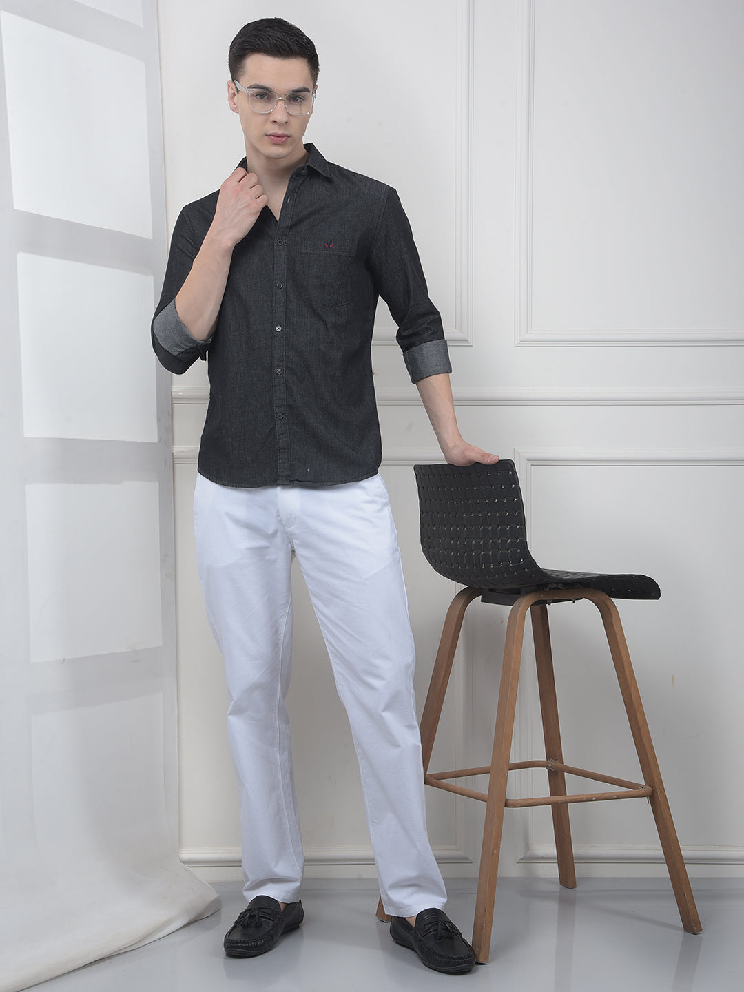 Charcol Grey 100% Cotton Denim Shirt