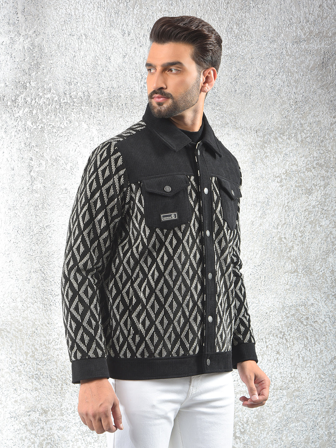 Breathable Black Jacquard Shacket