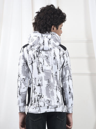 Black Printed Hooded Neck Sweatshirt