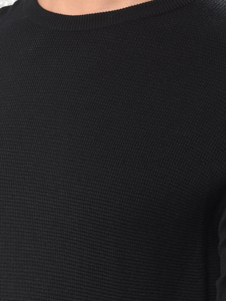 All-Day Comfort Black Jacquard Sweater