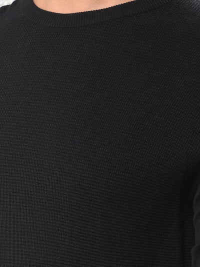 All-Day Comfort Black Jacquard Sweater