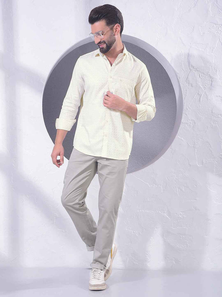 Beige Geometric Print 100% Cotton Shirt