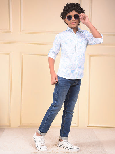 Blue Floral Print Shirt