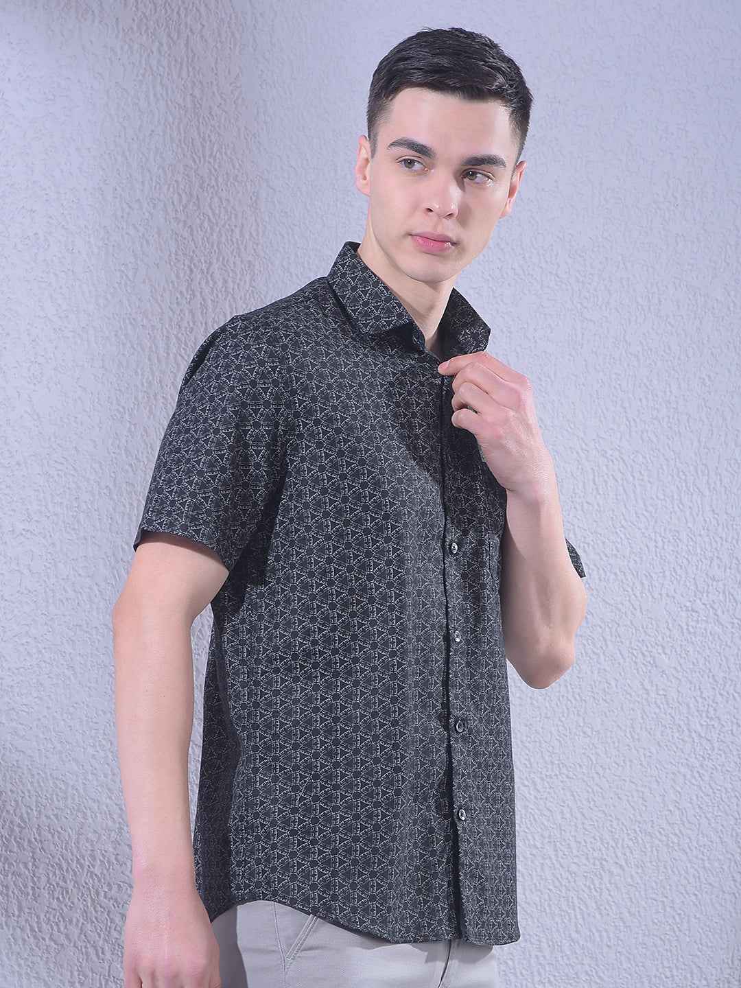 Black Geometric Print Shirt