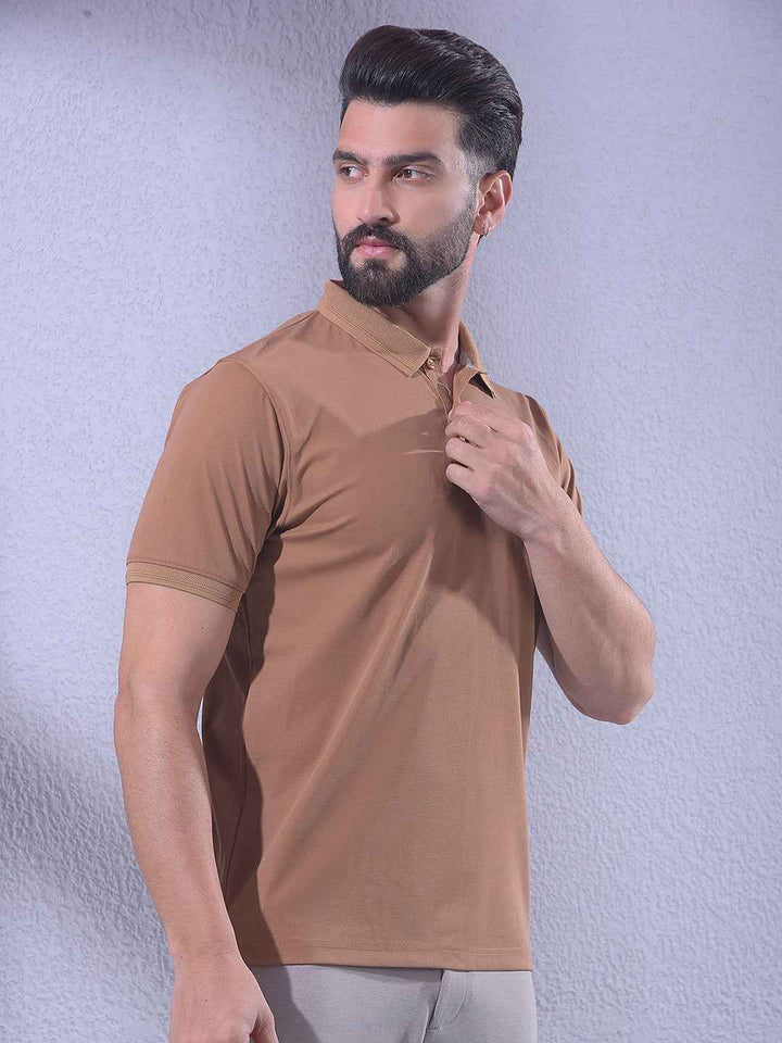 Brown Polo Neck T-Shirt