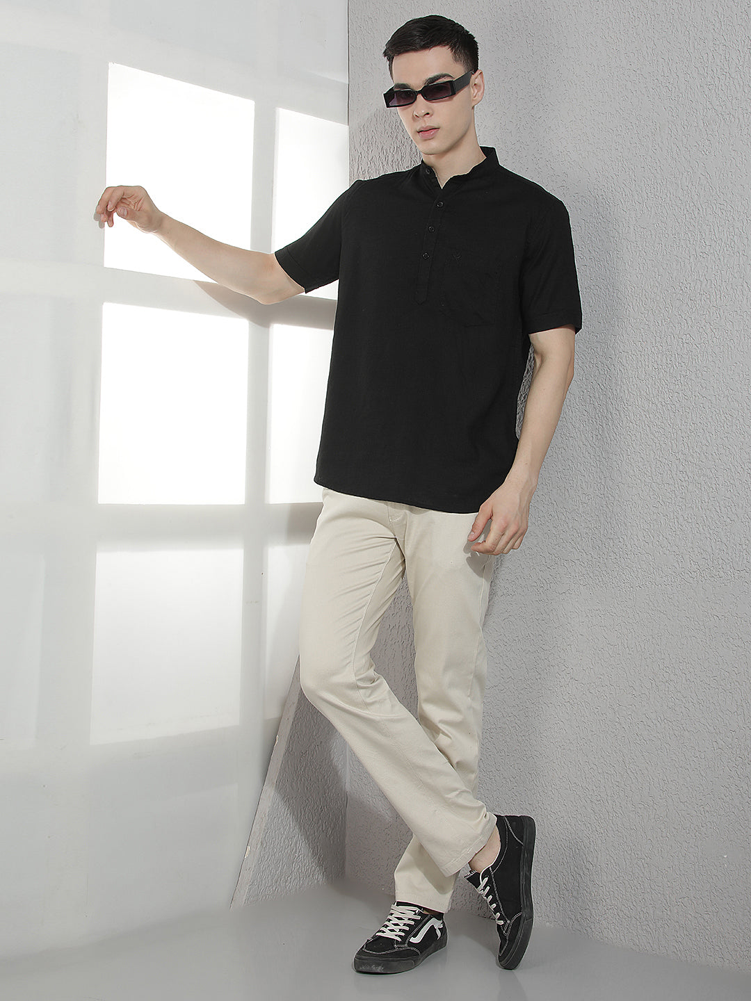 Classic Sleek Black Linen Kurta