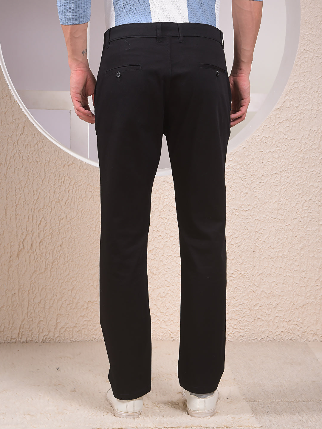 Ebony Black Dobby Finish Trousers