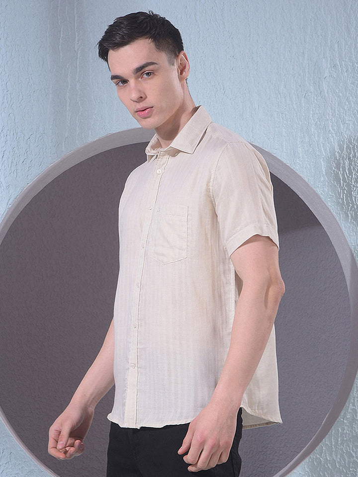 Beige Vertical Stripes Shirt